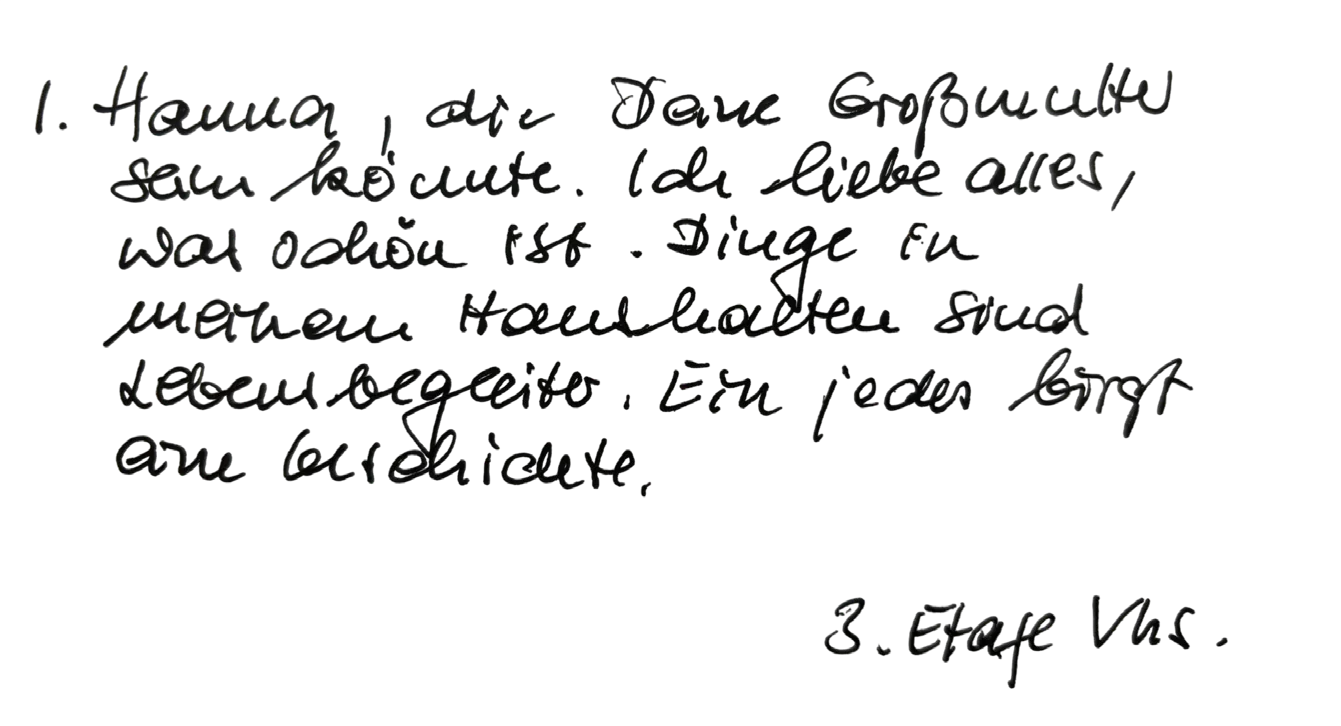 ZWEITER GANG — Handschriftliche Notiz